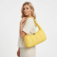 Sac Hobo matelassé personnalisé avec logo, en nylon rembourré, à porter sous le bras ou à l'épaule, avec fermeture éclair, sac à main décontracté pour femme, vente en gros OEM