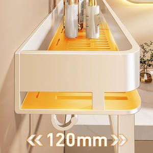 Étagère murale rectangulaire à double niveau pour salle de bain, support de rangement pour lavabo, design durable - Product Image 3