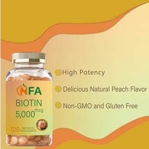 Bonbons à la biotine haute puissance 5000mcg Gummies avec une délicieuse saveur de pêche naturelle Supplément de santé sans gluten Bonbons Gummies - Product Image 5