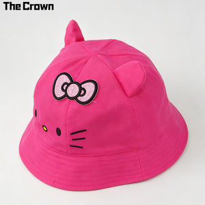 Custom Logo Cartoon Cat Bucket Hat Wholesale Bulk Embroidered <b>Face</b> Funny Hat With 3D Stuffed Ears & Bow Manufacturer - Product Image 2