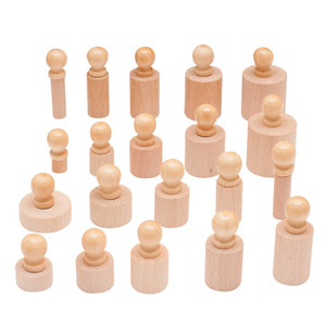 XC Montessori Family Edition Wooden Socket Cylinder <b>Educational</b> <b>Toy</b> Animals Nature Theme 40-Piece Matching Blocks 8-13 Years - Product Image 3