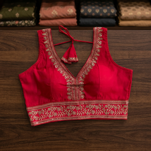 Blusa de mujer de diseñador de moda de alta calidad hecha a mano medio algodón seda Vintage estampado estilo étnico secuencia hilo trabajo - Product Image 3