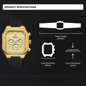 นาฬิกาข้อมือธุรกิจหรูหราสีทอง ระบบควอตซ์ โครโนกราฟ สำหรับผู้ชาย - Product Image 6