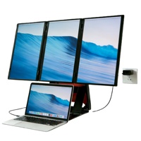 Moniteur d'ordinateur portable Kwumsy à quatre écrans, 60 Hz, 15,6 pouces, extension d'écran portable à trois écrans, connexion par un seul câble, extensions d'écran Z4PRO