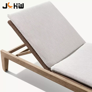 Chaise longue de luxe en teck pour l'extérieur avec coussins résistants aux UV en corde, pour usage hôtelier, inclus - Product Image 4