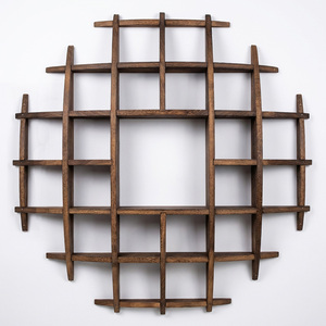 Customizable Solid Wood Vintage <strong>Wall</strong> Shelf Geometric Grid Standing Shelves Handcrafted Wooden Display Rack Photos <strong>Books</strong> - Product Image 2