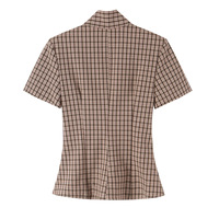 Ensemble haut zippé et pantalon à boutons cachés à carreaux pour femme, collection 2026, tenue deux pièces de créateur, vente en gros OEM ODM par l'usine chinoise