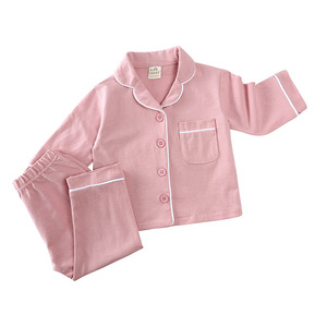 Nueva Llegada, Pijamas para Niños, Venta al por Mayor de Fábrica, Algodón de Color Sólido, Transpirable, Estampado, Conjuntos de Pijamas de Dos Piezas de Manga Larga para Niños y Niñas - Product Image 5