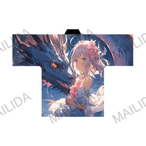 Anime Happi áo màu xanh lửa sabito haori lỏng mềm Yukata OEM Nhật Bản Kimono cardigan trang phục áo choàng - Product Image 6