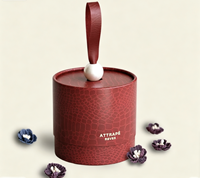 Boîte Cadeau Cylindrique de Luxe avec Ruban Perlé et Poignée, Boîte en Papier Personnalisée avec Doublure en Mousse pour Bijoux, Bonbons, Cosmétiques (Personnalisable)