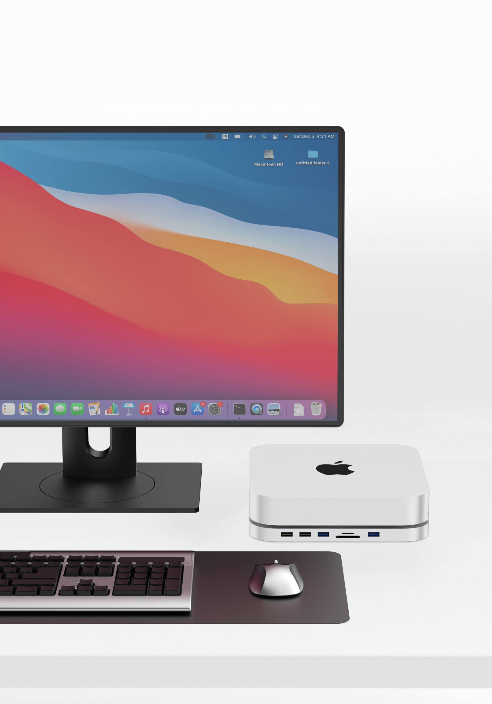 MC25 Silver - Mac Mini Dock with USB HUB 3.0 & SSD Enclosure