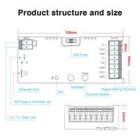 Controlador LED GL-C-616WL Gledopto de 2 Canales, 360W de Carga Máxima, Entrada Ethernet, ESP32 WLED Pixel SPI, 5-24V 15A, WiFi Inteligente, Tipo-C