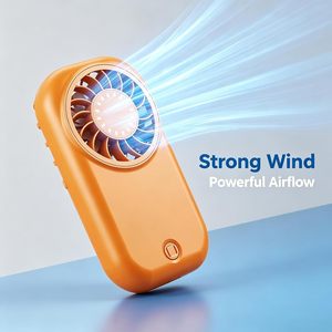 พัดลมคล้องคอสีส้มพร้อมแบตเตอรี่ 3000mAh กำลังไฟ 5W ควบคุมด้วยปุ่มปรับความเร็วลมได้สามระดับ ใช้งานกลางแจ้ง - Product Image 3