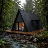 Cabane Modulaire Contemporaine S500 en A-Frame pour Hôtes en Zone Humide, Produite en Usine pour Entrepreneurs