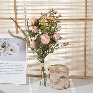 Ramo de Rosas Artificiales Zhihua, Tela Plástica Tejida, Decoración del Hogar, Accesorios para Bodas CF01251 - Product Image 1