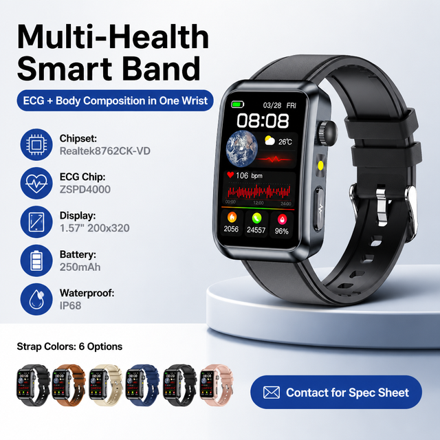Health Smartwatch for Calling ECG Monitor LCD Display Magnetic Charging Rubber IP68 Waterproof for Outdoor Running Gym