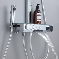 Ensemble de douche moderne et simple en laiton massif avec pommeau de douche et pistolet de pulvérisation mural pour salle de bain