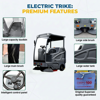 Balayeuse de voirie électrique autoportée à batterie, machine de nettoyage de sols industrielle pour entrepôts, usines et parkings