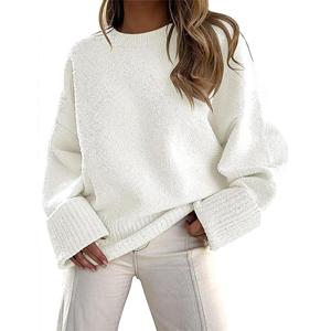 Damen Rundhals ausschnitt Langarm Übergroße <span class=keywords><strong>Fuzzy</strong></span> Knit Chunky Warm Pullover Langarm Pullover Top - Product Image 1
