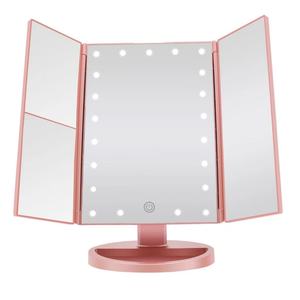 Miroir de maquillage grossissant à LED, miroir triple pliable éclairé, miroirs cosmétiques avec lumière - Product Image 1