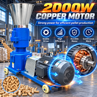 Machine à granulés d'aliments électriques 2000W avec moteur en cuivre et trémie en acier inoxydable pour paille, herbe sèche, tiges de maïs et fourrage
