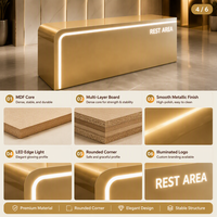 Bureau d'accueil minimaliste moderne en acier inoxydable pour hôtel, durable et écologique pour les espaces commerciaux