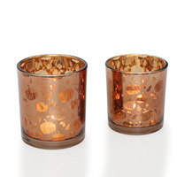 Support de bougie en verre style Ins, simple et élégant, thème citrouille pour Thanksgiving et Halloween, décoration de fête.