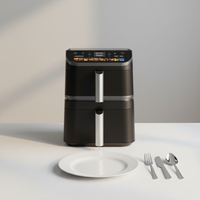 Anbolife Nouveauté 2026 Fabricant OEM DOM Personnalisable Friteuse à air double compartiment 13L (6.5L+6.5L) avec panneau numérique