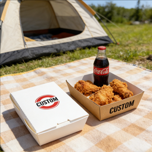 Contenedor Desechable para Comida para Llevar, 3 Compartimentos con Tapa, 2 Litros, Caja de Papel Creativa para Empacar, Caja de Papel para Papas Fritas, Ecológica, OEM, ODM - Product Image 2