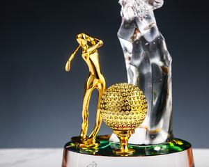 Decoração Personalizada para Casa Novo Design Grande Troféu de Cristal de Vidro Prêmio de Golfe Troféu Águia com Asas Transparentes - Product Image 2