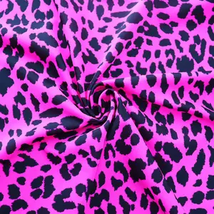 Small moq 200gsm nylon spandex pink leopard printed fabric for lazy sofa