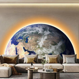 Moderna Arte Murale di Lusso in Porcellana Dipinta con Luna Intagliata e LED, Decorazione Artistica per Soggiorno e Hotel - Product Image 4