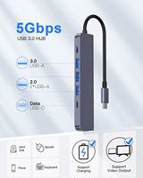 Hub USB C 6 en 1 con Salida 4K HDR, Carga PD de 100W, Adaptador de Estación de Acoplamiento Tipo C de 5Gbps para iPad, Mac, PC con Windows