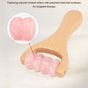 Masajeador Facial y Corporal de Jade Natural Premium con 2 Bolas Rodantes con Hoyuelos, Mango de Madera de Haya, Bola de Cristal, Certificado CE para la <span class=keywords><strong>Celulitis</strong></span> - Product Image 3