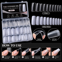 500 faux ongles carrés ABS à couverture complète, style français incurvé, transparents, naturels, amovibles et sans trace, pour usage en salon