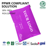 Sacs d'expédition en polyéthylène violets écologiques personnalisés Conforme PPWR, certifiés GRS, pour l'emballage de vêtements et la livraison par courrier