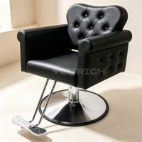 Kursi Salon Barber Tahan Lama, Kursi Salon Kecantikan, Kursi Salon Reclining Kulit PU Hitam untuk Salon Kecantikan dan Barbershop