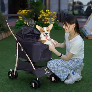 Sıcak satış evcil hayvan arabası arabası lüks 4 tekerlekler kediler sepeti tasarımcı köpek pet fincan tutucu arabası ile pram köpekler ve kediler için - Product Image 4
