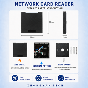 Lecteur de carte réseau RFID en plastique TCP/IP <span class=keywords><strong>HTTP</strong></span>/Modbus ISO 14443A 125kHz/13.56MHz IC Interface Ethernet RJ45 Contrôle d'accès DC12V - Product Image 5