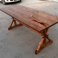 Table de banquet pliable en bois de style ferme moderne, finition naturelle, pour hôtels, réceptions de mariage, lieux de restauration en plein air et parcs