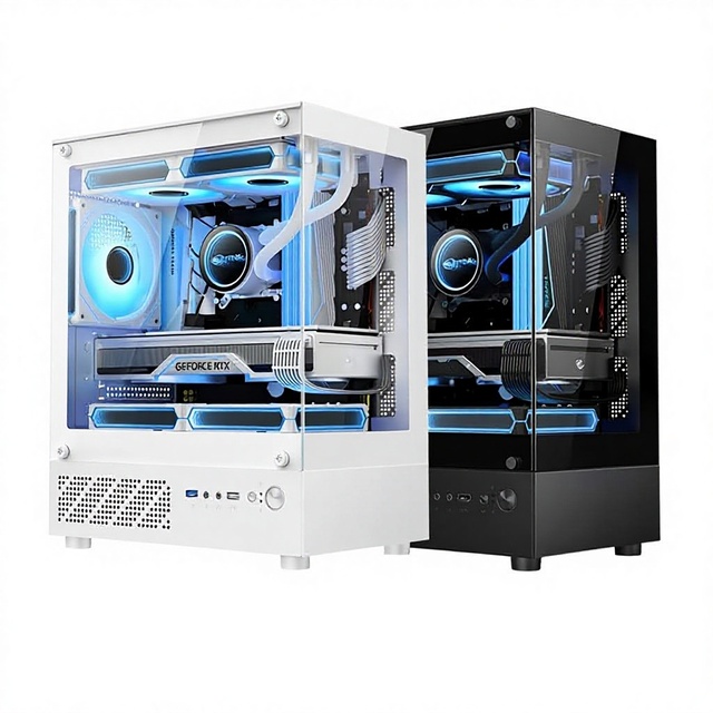 Mini Micro ATX Vertical Desktop PC Water-Cooled Seaview Glass Fully Transparent Gaming Case with USB 3.0 Front Ports in Stock