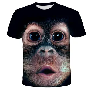 Бесплатная доставка Мужская и женская детская футболка с 3D принтом обезьяны унисекс полиэстер с коротким рукавом 3D футболки