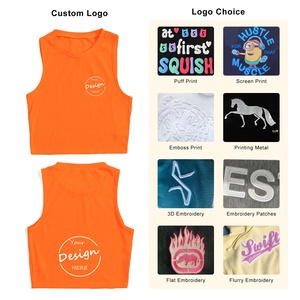 Vente en gros Spandex personnalisé vierge à col rond, coupe ajustée à haute élasticité, gilet d'entraînement de course, haut court, débardeur de gymnastique pour femmes - Product Image 3