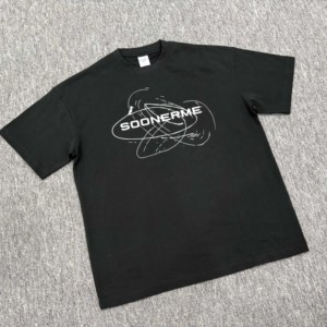 Kaos Hitam Grosir Terbaru Custom <span class=keywords><strong>Logo</strong></span> Reflektif Bahan Campuran Katun Poliester untuk Pria Musim Panas - Product Image 1