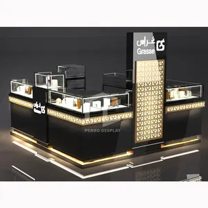 Glass Jewelry Display Case Wooden Showcase Case for Jewelry Jewellery Island Shop Wood Stainless Steel Jewelry Kiosk for Mall