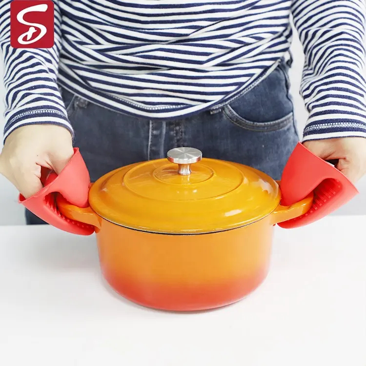Wholesale Custom Logo Cast iron enamel pot non stick cookware casserole soup steamer kitchenware