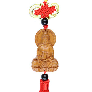 Pendentif Bouddha Guanyin en bois, ornement de voiture, décoration de rétroviseur, cadeau pour hommes et femmes - Product Image 4