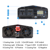 Haute qualité 12v 24v 48v DC à AC 110v 220v onduleur à onde sinusoïdale pure onduleur 1000w 2000w 3000W 4000w 5000w