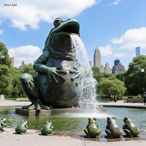 Personalizado al aire libre Ciudad Jardín Grande bronce <span class=keywords><strong>Animal</strong></span> Rana estatua ranas gigantes bronce escultura cascada fuente para la decoración del estanque público - Product Image 4