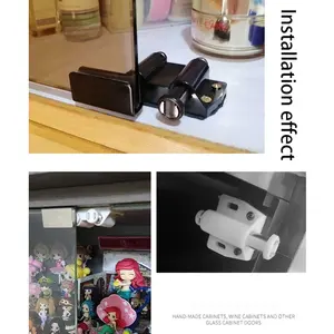 免开孔钢铰链上下轴磁力触摸玻璃五金配件适用于3-5毫米玻璃柜门单双门 - Product Image 6